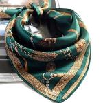 Pure Mulberry Silk Square Scarf - Blackish Green