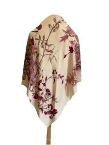 Botanical Watercolor Silk Scarf in Burgundy