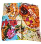 Flower Print Mulberry Satin Silk Wrap Scarf