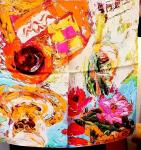 Flower Print Mulberry Satin Silk Wrap Scarf