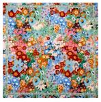 Colorful Flower Print Mulberry Silk Scarf 35"x35