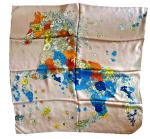 Floral Horse Print Mulberry Silk Scarf 35"x35