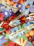 Colorful Flower Print Mulberry Silk Scarf 35"x35