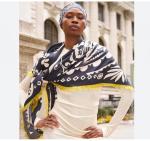 Oversized Black and Yellow Silk Paisley Scarf