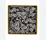 Oversized Black and Yellow Silk Paisley Scarf