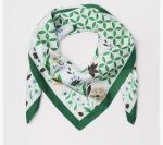 Ann Taylor Green Floral 100% Silk Oversized Scarf