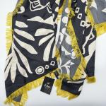 Oversized Black and Yellow Silk Paisley Scarf