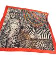 Vintage Animal Print Silk Wrap Scarf 53" x 53