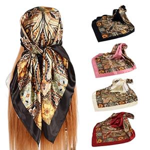 4-Pack Silk Head Scarves for Women