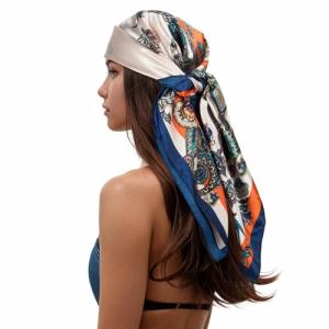 RIIQIICHY 35-Inch Silk-Like Printed Head Scarf
