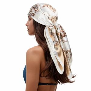 RIIQIICHY Printed Silk Hair Scarf 35 Inches