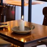 Vintage Ceramic Candle Bowl with Handle - Khaki