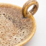 Vintage Ceramic Candle Bowl with Handle - Khaki