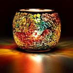 Rainbow Mosaic Glass Candle and Vase Holder
