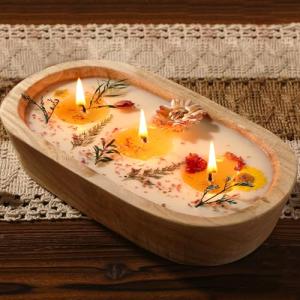 Large Botanical Scented Candle Bowl with Flowers