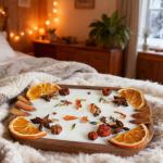 6 Wick Pumpkin Spice Candle in Wooden Bowl