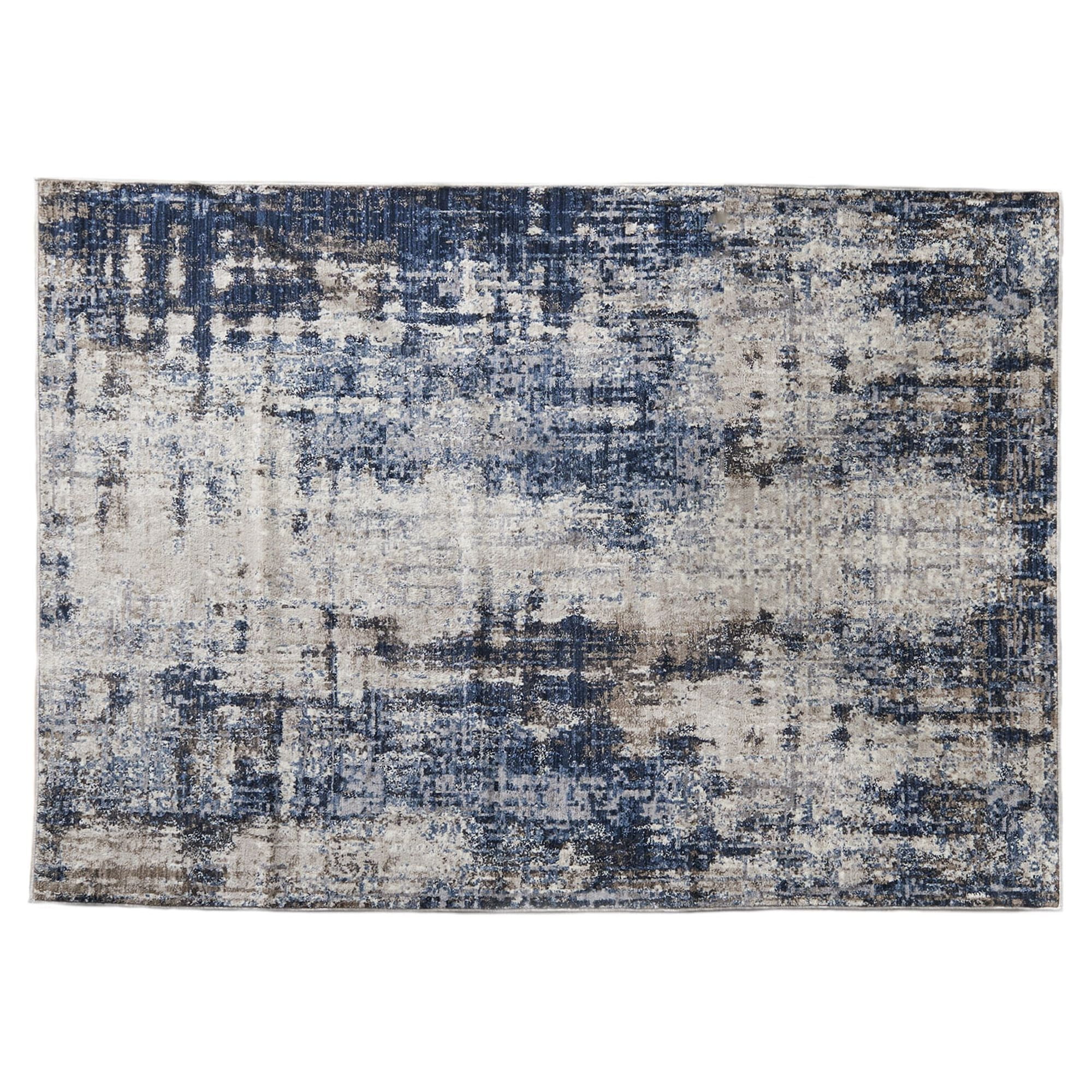 Navy Abstract Accent Rug for Indoor Spaces, 5' x 7