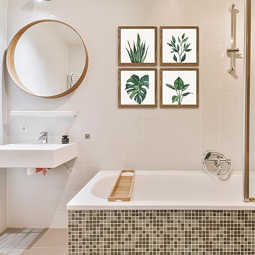 Wooden Photo Frames Set with Tropical Leaf Design