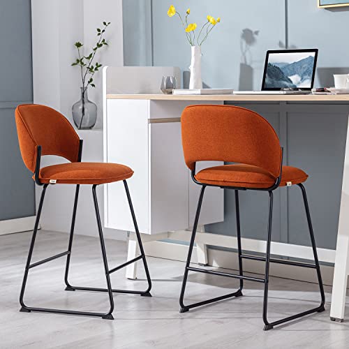 Modern Counter-Height Barstools with Upholstered Caramel Seating