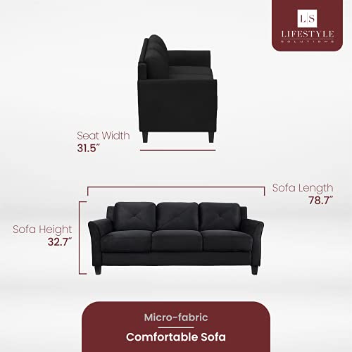Lifestyle Solutions CCHRFKS3M26BKVA Harrington Sofa, Black