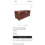 1970s Chinoiserie Wicker Storage Trunk with Brass