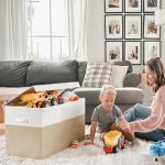 Beige & White Collapsible Toy Storage Chest