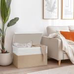 Beige & White Collapsible Toy Storage Chest