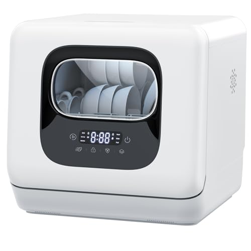 Joy Pebble Countertop Portable Dishwasher, 28 Pieces, 6 Programs