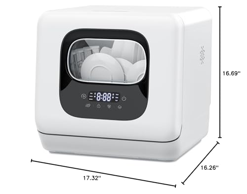 Joy Pebble Countertop Portable Dishwasher, 28 Pieces, 6 Programs