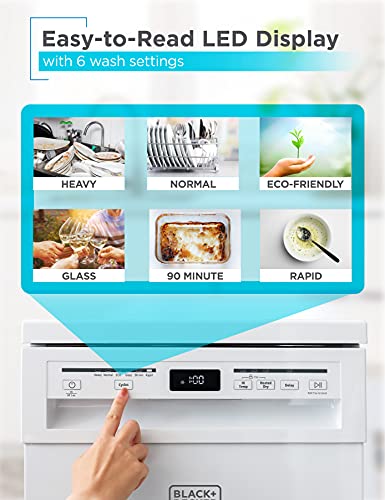 BLACK+DECKER 18-Inch Portable Dishwasher, White