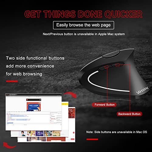 Vassink Wireless Ergonomic Vertical Mouse - Black