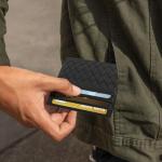 Unaone Slim Leather Credit Card Holder Wallet - Black