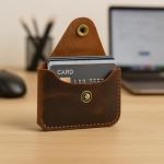 Brown Leather Minimalist Card Holder Wallet