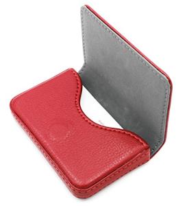 Red Minimalist RFID Blocking Leather Card Holder