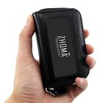 ZHOMA RFID Leather Credit Card Case - Black