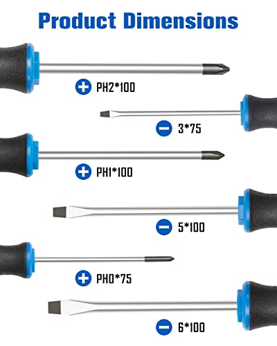 Magnetic Screwdriver Set: 6-Piece with Cushion Grip