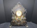 Victorian Painted Cast Iron Mantel Clock 1800s