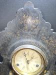 Victorian Painted Cast Iron Mantel Clock 1800s