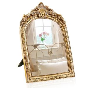 Vintage Gold 7" Antique Makeup Desk Mirror
