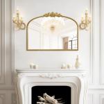 Gold Vintage Arched Mirror with Ornate Frame