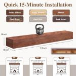 Eshoma 72-Inch Walnut Floating Fireplace Mantel