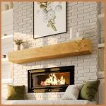 Rustic Floating Fireplace Mantel - 72 Inch Wood Shelf