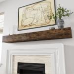 60-Inch Farmhouse Fireplace Mantel Shelf with Storage