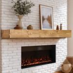Rustic Solid Wood Floating Fireplace Mantel