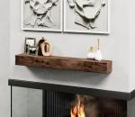 Rustic Real Wood Floating Fireplace Mantel 60”