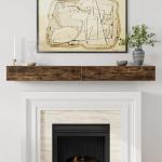 60-Inch Farmhouse Fireplace Mantel Shelf with Storage