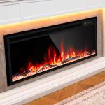 Electric Fireplace Mantel with Grey Marble Finish