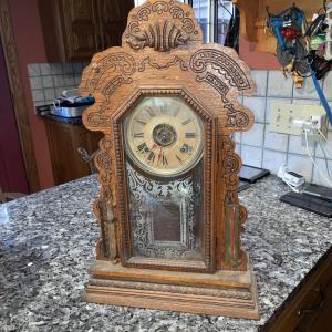 Antique Antonia Wood Mantel Clock