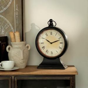 Vintage Black Mantel Clock for Fireplace Decor