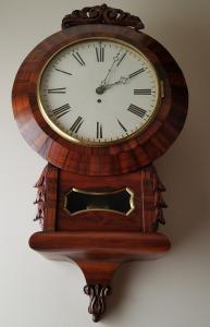 Antique English Fusee Drop Dial Wall Clock